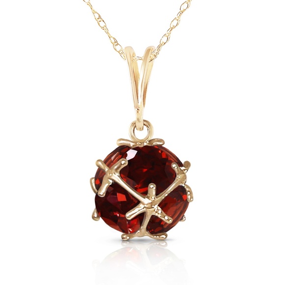 14K. SOLID GOLD NECKLACE WITH NATURAL GARNETS - Picture 3 of 7